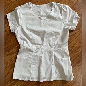 Women's White JAANUU Scrub Top Size Small